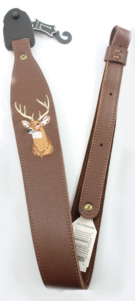 Levy's Brown Garment Leather Gun Sling with Deer Embroidery