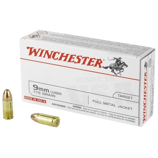 [(P)WINC-Q4172] Winchester USA 9mm 115Gr FMJ 50/Box Ammunition