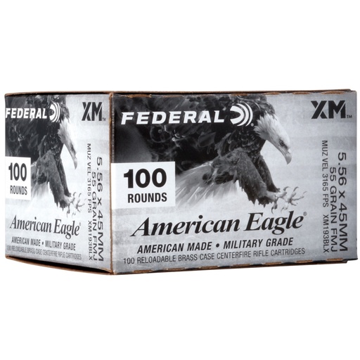 [AE-XM193BLX-100] Federal A.E 5.56 Nato 55Gr FMJ-BT 100/Box Ammunition